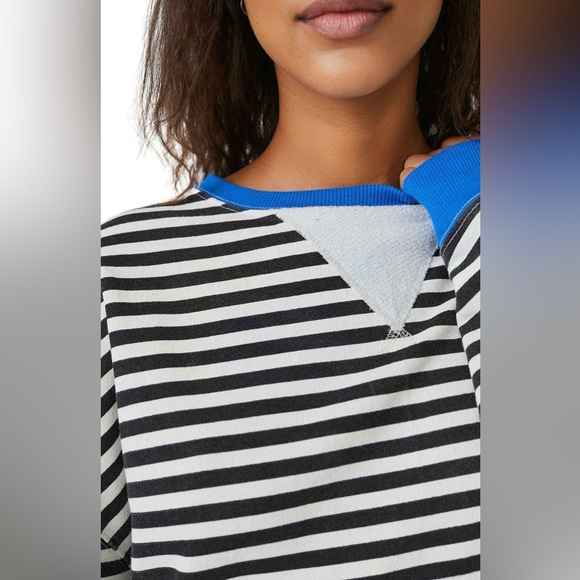 NWOT Free People Classic Striped Oversize Crewneck - Picture 3 of 11